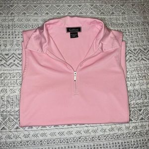 Short Sleeve Stretch Cotton Zip Polo - Light Pink